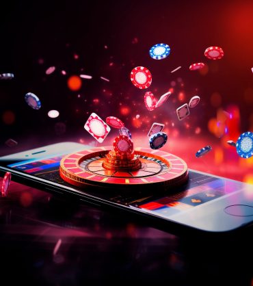 online casinos, big gambling in your smartphone. illustration of gambling mobile apps, Generative AI